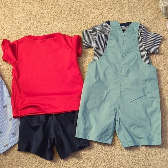 Bundle of Three Little Boy Outfits Size 12 Month 1 Nike and 2 Carter's Overalls - Picture 10 of 11
